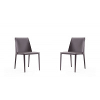 Manhattan Comfort 2-DC032-GY Paris Grey Saddle Leather Dining Chair (Set of 4)